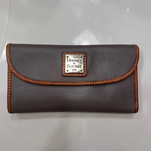 Dooney & Bourke Grey and Tan Leather Wallet - Picture 1 of 7